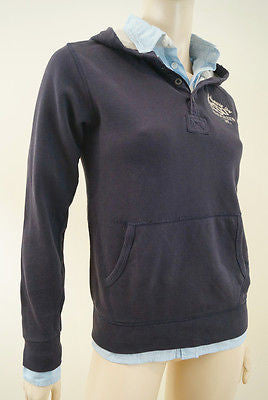 SCOTCH SHRUNK Boys Navy Hoodie Sweatshirt W Attached Shirt Collar & Tails BNWT