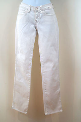 7 FOR ALL MANKIND Womens White Denim Silver Stitch Straight Leg Jeans Sz 26