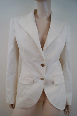 DOLCE & GABBANA Mainline Off White Cream Cotton Formal Blazer Jacket IT44; UK!2