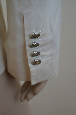 DOLCE & GABBANA Mainline Off White Cream Cotton Formal Blazer Jacket IT44; UK!2
