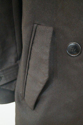 VANESSA BRUNO Chocolate Brown Cotton Lamb Wool Collar Belted Winter Coat SzM