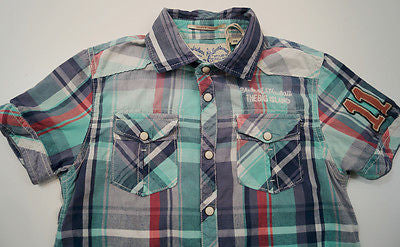 SCOTCH SHRUNK Green Hawaii Embroidery Checked Tartan Short Sleeve Shirt BNWT