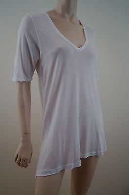 SIMDOG Made in USA Winter White Modal & Silk Short Sleeve T-Shirt Tee Top S/M