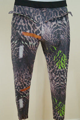 PREEN LINE Multi-Colour Animal Leopard Print Stretch Cotton Drill Trousers Pants