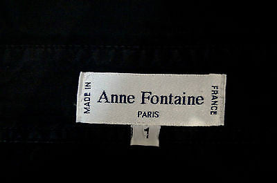 ANNE FONTAINE Black & White Ruffle Detail Collared Long Sleeve Blouse Shirt Top