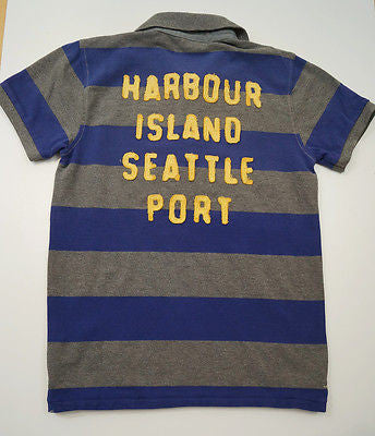 SCOTCH SHRUNK Boys Grey & Purple Big Stripe Branded Polo Shirt Top BNWT