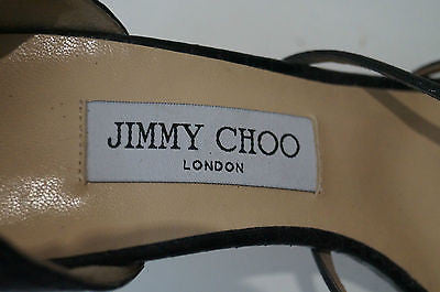 JIMMY CHOO Black Snakeskin & Sparkle Strappy High Heel Sandals Shoes EU39 NEW!