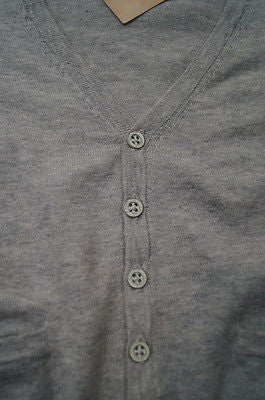 SCOTCH SHRUNK Boy's Pale Grey Knitted 100% Cotton V Neck Cardigan Top BNWT