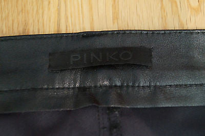 PINKO Designer Black Ladies Faux Leather Skinny Trousers Pants UK10; IT42