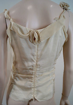 EMPORIO ARMANI Cream 100% Silk Floral Detail Sleeveless Cami Top IT44; UK12