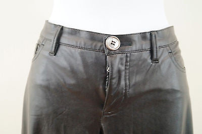 PINKO Designer Black Ladies Faux Leather Skinny Trousers Pants UK10; IT42