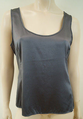 ARMANI COLLEZIONI Charcoal Grey Silk Stretch Sleeveless Cami Vest Top IT44 UK12