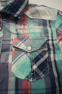 SCOTCH SHRUNK Green Hawaii Embroidery Checked Tartan Short Sleeve Shirt BNWT