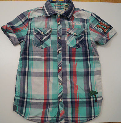SCOTCH SHRUNK Green Hawaii Embroidery Checked Tartan Short Sleeve Shirt BNWT