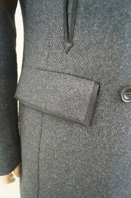 THEORY Grey Wool Cashmere Blend Black Fur Collar Quilt Lined Jacket Sz:L/G