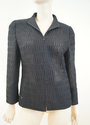 AKRIS Women's Black 100% Silk Slightly Sheer Fabric Detail Evening Jacket Sz: M