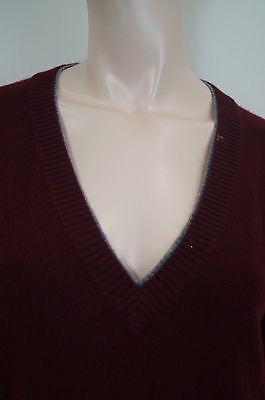 BRUNELLO CUCINELLI Burgundy Red Cashmere V-Neck Casual Jumper Sweater Top Sz XXL