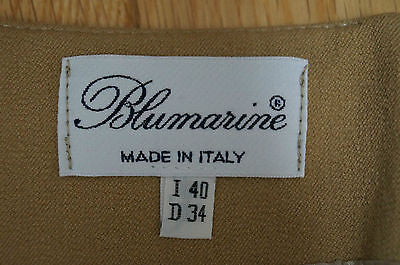 BLUMARINE Made In Italy Beige Branded Fitted Short Formal Pencil Skirt IT40 UK8