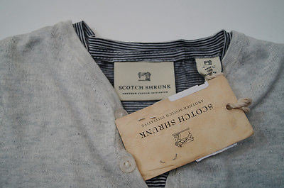 SCOTCH SHRUNK Grey Long Sleeve Knitted Jumper & Navy Striped T-Shirt Top BNWT