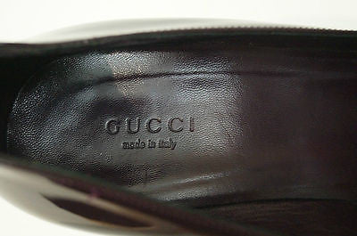 GUCCI Purple Burgundy Vernice Diamond Patent Leather High Platform Court Shoes