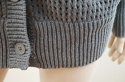 T BY ALEXANDER WANG Ladies Grey 100% Cotton Loose Knit Hooded Cardigan Top Sz:M
