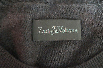 ZADIG & VOLTAIRE Grey Beige Wool / Cashmere Bronze Detail Mini Jumper Dress Sz:S