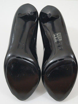 GUCCI Black Patent Leather Peep Toe High Bamboo Heel Platform Sandals EU39.5