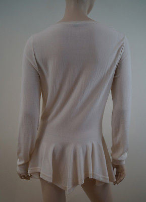 ALEXANDER McQUEEN Cream 100% Wool Fitted Pleated Hemline Jumper Top XXL