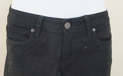 PAIGE THE VERDUGO ANKLE Black Gold Glitter Skinny Crop Jeans Pants Sz:26; IL27"