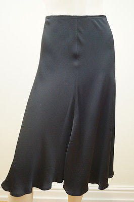 DONNA KARAN NEW YORK Women's Black Silk Blend Flowy Evening Skirt IT44; UK14