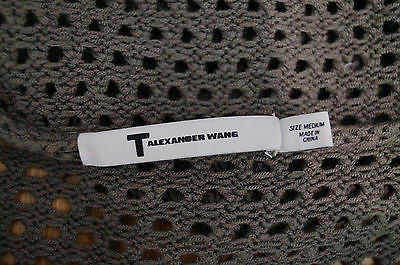 T BY ALEXANDER WANG Ladies Grey 100% Cotton Loose Knit Hooded Cardigan Top Sz:M