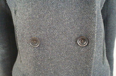 THEORY Grey Wool Cashmere Blend Black Fur Collar Quilt Lined Jacket Sz:L/G