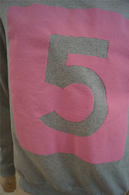 RICHARD NICOLL Pale Grey & Pink Cotton Blend Long Sleeve Sweatshirt Top M