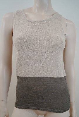 ARMANI EXCHANGE Beige & Brown Cotton Blend Sleeveless Knitted Vest Top Sz:M