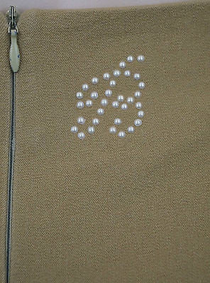 BLUMARINE Made In Italy Beige Branded Fitted Short Formal Pencil Skirt IT40 UK8