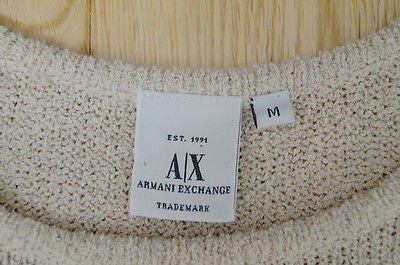 ARMANI EXCHANGE Beige & Brown Cotton Blend Sleeveless Knitted Vest Top Sz:M