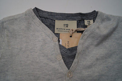 SCOTCH SHRUNK Grey Long Sleeve Knitted Jumper & Navy Striped T-Shirt Top BNWT