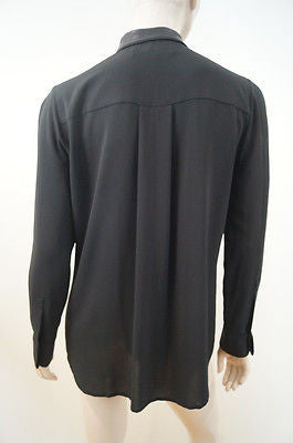 VICTORIA BECKHAM Black Long Sleeve Collared Evening Blouse Shirt Top Sz:3; UK:M