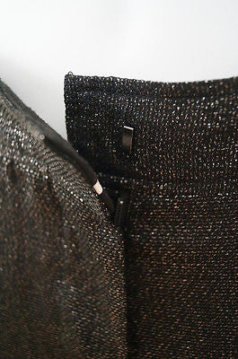 KARL LAGERFELD Black & Silver Metallic Wide Leg Evening Trousers Pants Sz38 UK10
