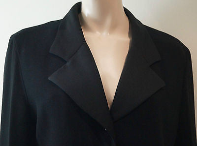 JAEGER Women's Black V Neck Sheen Lapels Formal Evening Coat Sz M