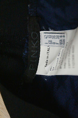 PINKO Purple Navy Jacquard Elasticated Waist Trousers Leggings Pants UK10; IT42