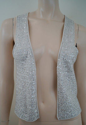 ZADIG & VOLTAIRE DELUXE Cream Cotton Sequin Gilet Waistcoat Cardigan Top Sz:S