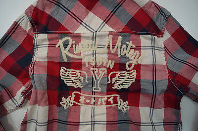 SCOTCH & SODA SHRUNK Red & Cream Checked Long Sleeve Grey Hoodie Shirt Top BNWT