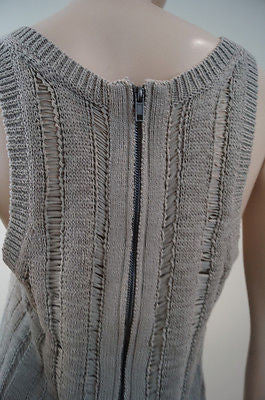 JOSEPH Grey Cotton Blend Round Neck Loose Knit Sleeveless Jumper Top Sz:M
