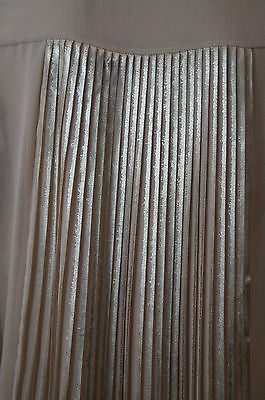 PINKO Dusky Pink & Gold Pleated Rear Collarless Long Sleeve Blouse Top UK12