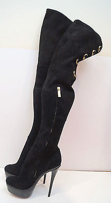 DANIEL LONDON Black Leather Elastic Panel Low Block Heel Ankle Boots EU37 UK4