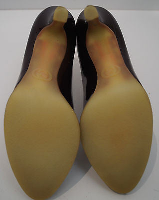 GUCCI Purple Burgundy Vernice Diamond Patent Leather High Platform Court Shoes