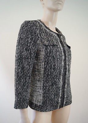 T TAHARI Women's Black & White Tweed Fitted Jacket UK12; US8; IT44