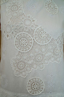 VANESSA BRUNO White Embroidered Round Neck Sleeveless Summer Tunic Dress 40 UK12