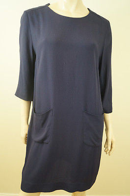 3.1 PHILLIP LIM Black Navy & Cream Wool & Silk Short Sleeve Mini Dress US8  UK12